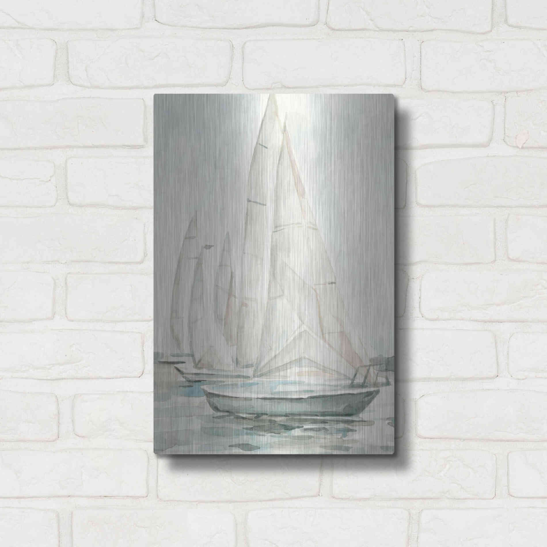 Luxe Metal Art 'Soft Sail II' by Emma Scarvey, Metal Wall Art,12x16