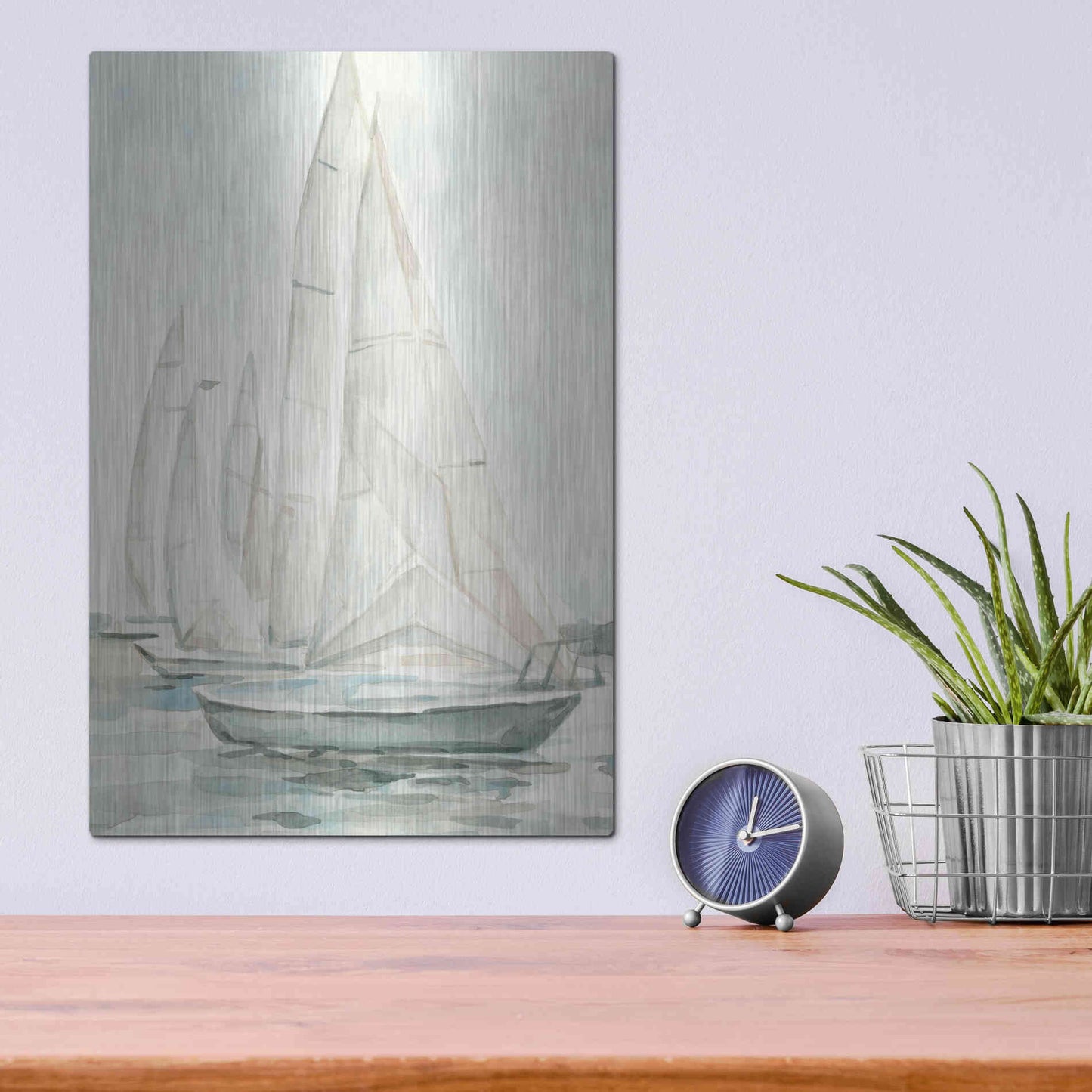 Luxe Metal Art 'Soft Sail II' by Emma Scarvey, Metal Wall Art,12x16