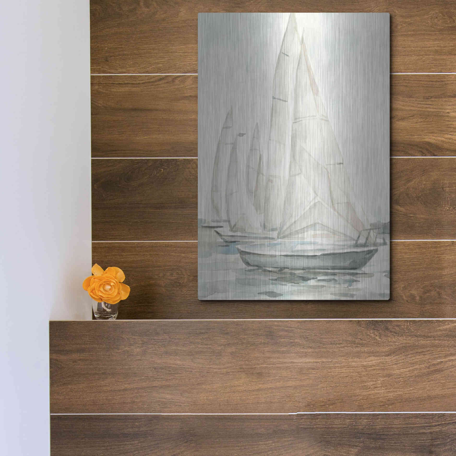 Luxe Metal Art 'Soft Sail II' by Emma Scarvey, Metal Wall Art,12x16