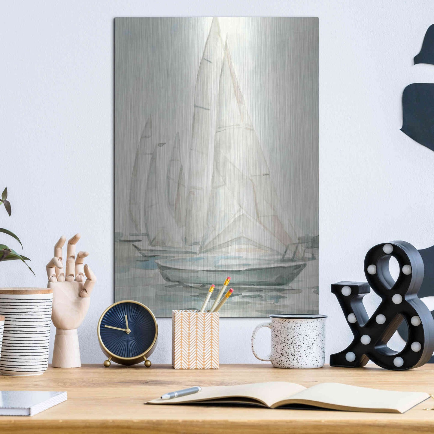 Luxe Metal Art 'Soft Sail II' by Emma Scarvey, Metal Wall Art,12x16