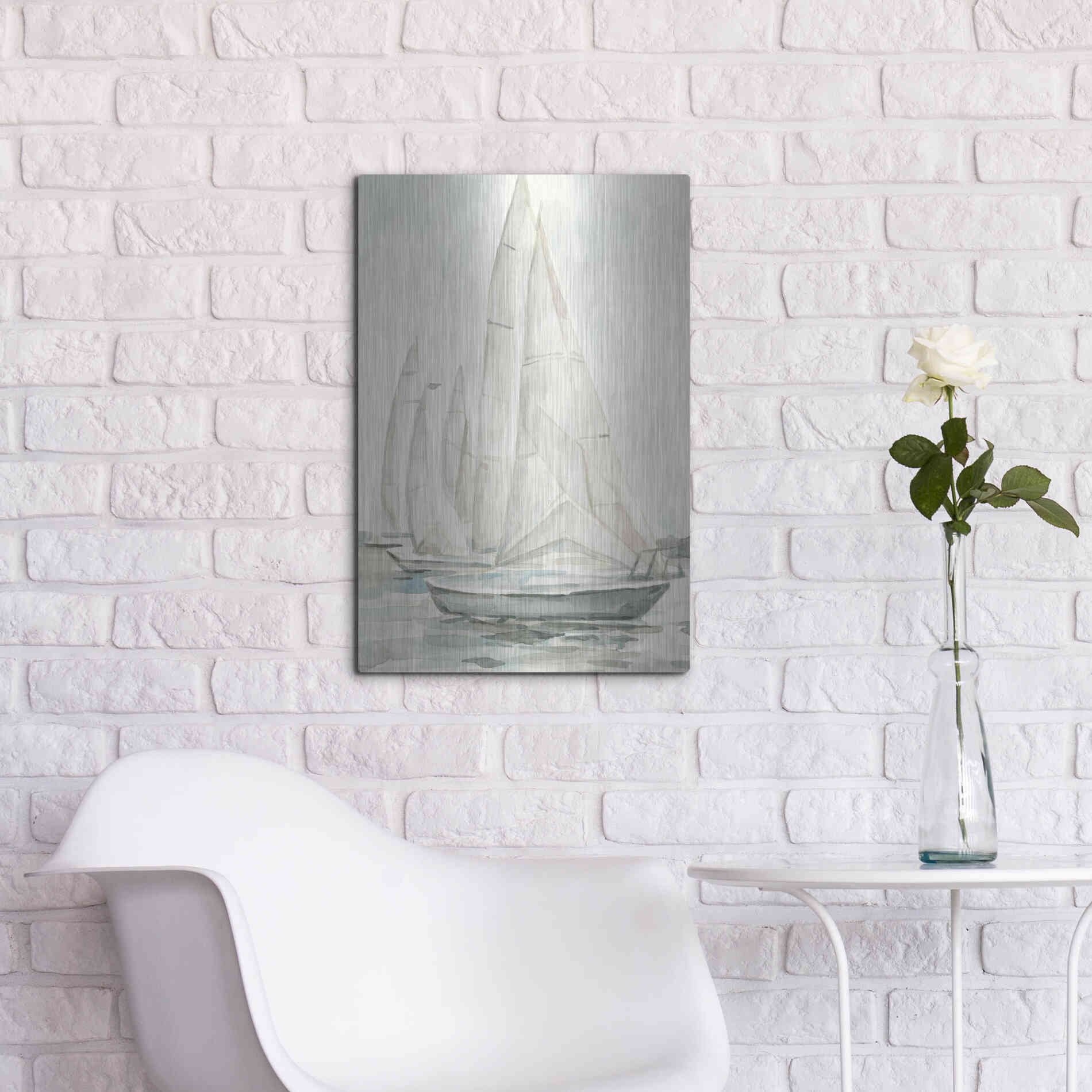 Luxe Metal Art 'Soft Sail II' by Emma Scarvey, Metal Wall Art,16x24