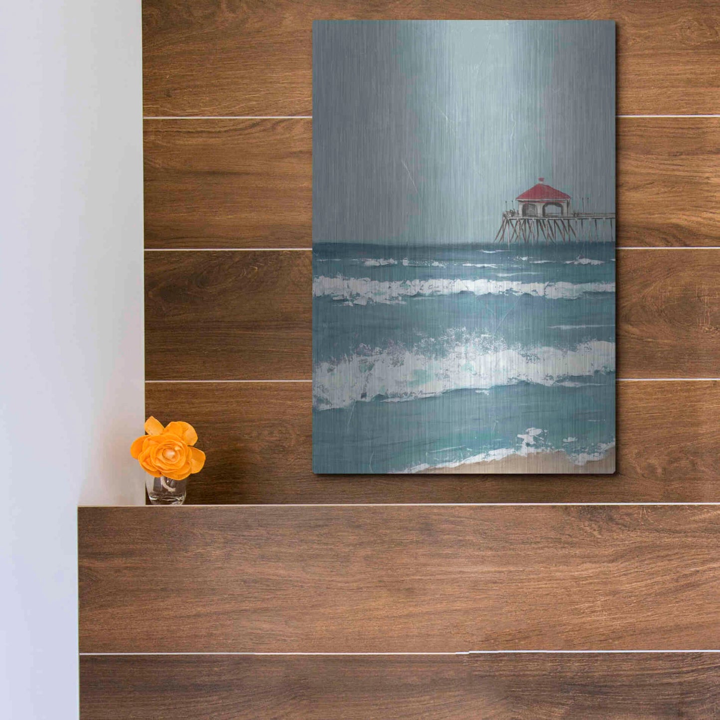 Luxe Metal Art 'Fishing Pier Diptych I' by Jade Reynolds, Metal Wall Art,12x16