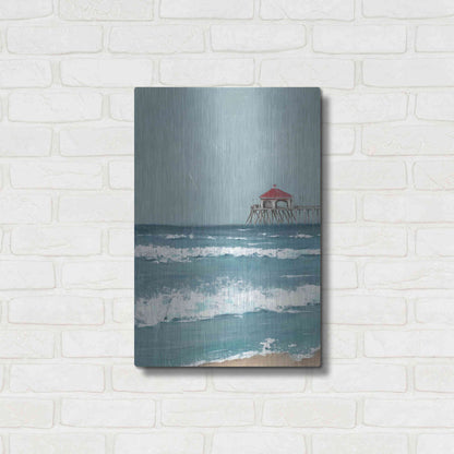 Luxe Metal Art 'Fishing Pier Diptych I' by Jade Reynolds, Metal Wall Art,16x24