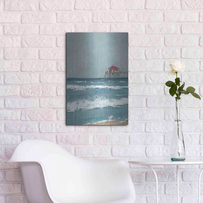 Luxe Metal Art 'Fishing Pier Diptych I' by Jade Reynolds, Metal Wall Art,16x24