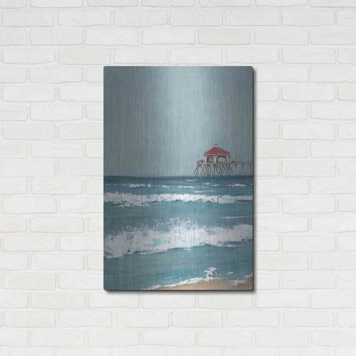 Luxe Metal Art 'Fishing Pier Diptych I' by Jade Reynolds, Metal Wall Art,24x36