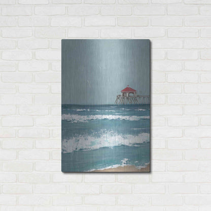 Luxe Metal Art 'Fishing Pier Diptych I' by Jade Reynolds, Metal Wall Art,24x36