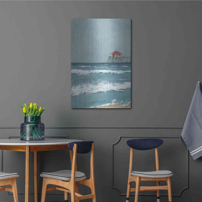 Luxe Metal Art 'Fishing Pier Diptych I' by Jade Reynolds, Metal Wall Art,24x36