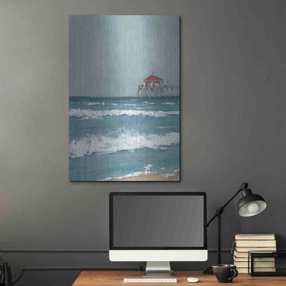 Luxe Metal Art 'Fishing Pier Diptych I' by Jade Reynolds, Metal Wall Art,24x36