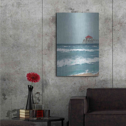 Luxe Metal Art 'Fishing Pier Diptych I' by Jade Reynolds, Metal Wall Art,24x36