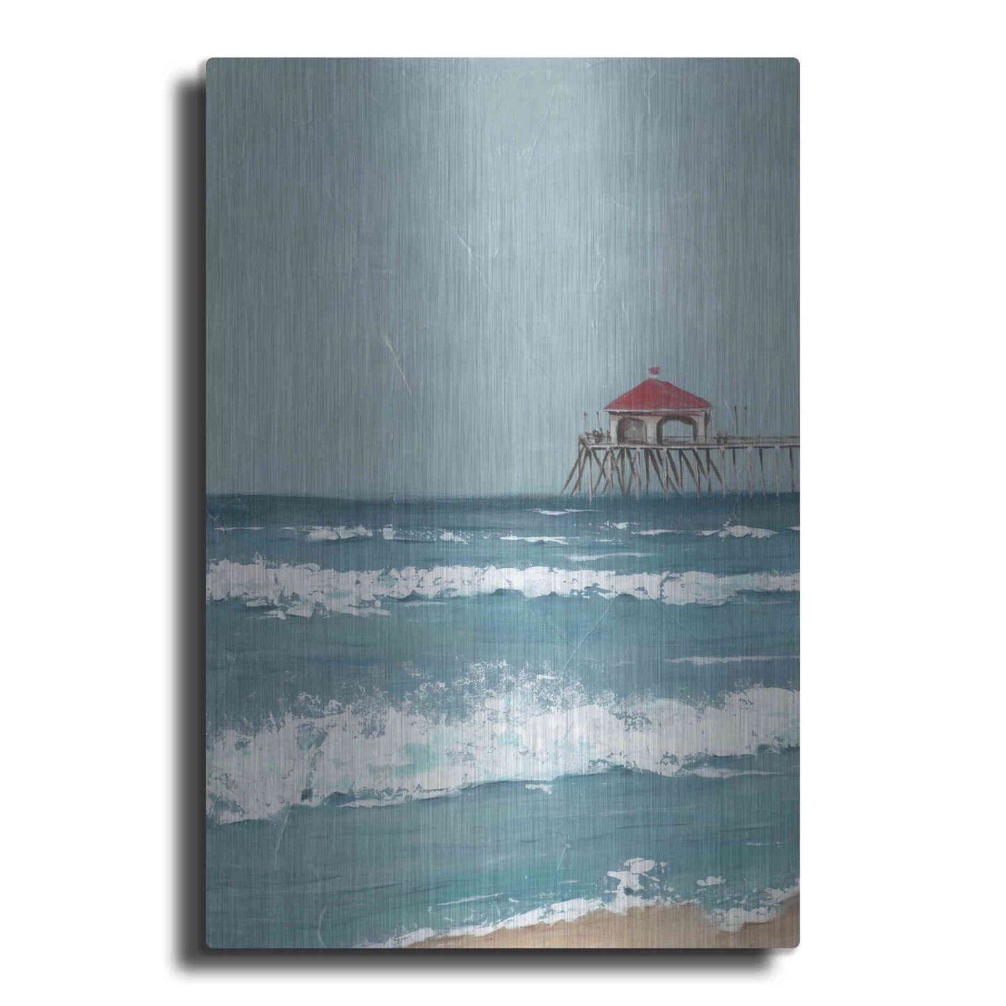 Luxe Metal Art 'Fishing Pier Diptych I' by Jade Reynolds, Metal Wall Art