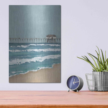 Luxe Metal Art 'Fishing Pier Diptych II' by Jade Reynolds, Metal Wall Art,12x16