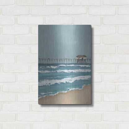 Luxe Metal Art 'Fishing Pier Diptych II' by Jade Reynolds, Metal Wall Art,16x24