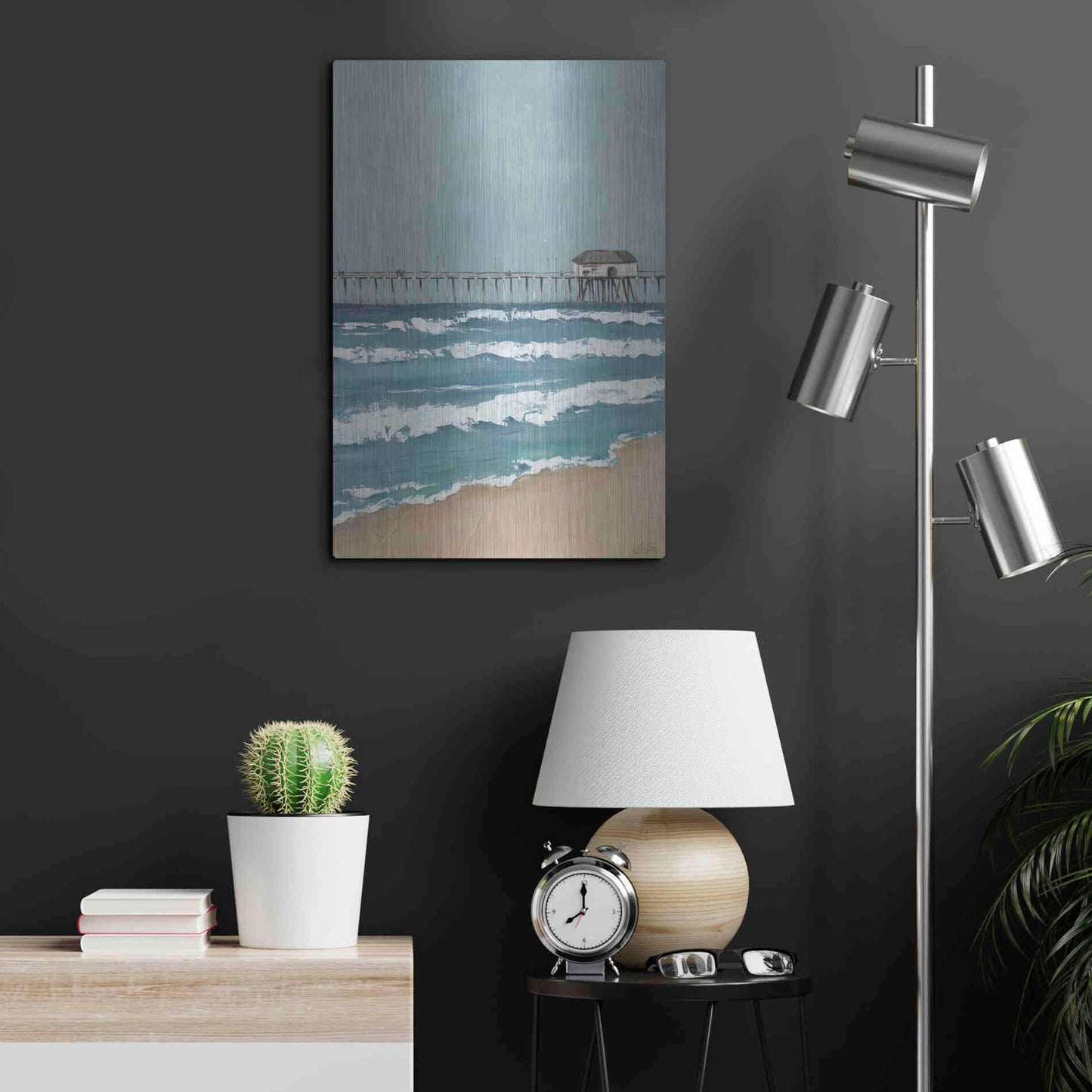 Luxe Metal Art 'Fishing Pier Diptych II' by Jade Reynolds, Metal Wall Art,16x24