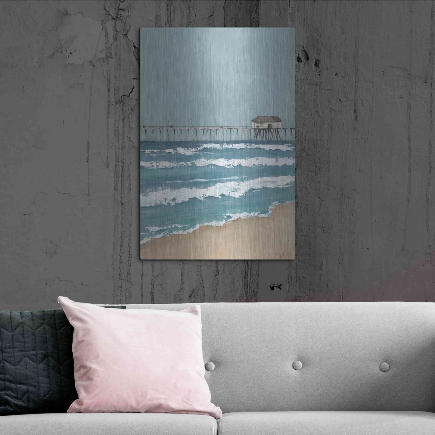 Luxe Metal Art 'Fishing Pier Diptych II' by Jade Reynolds, Metal Wall Art,24x36