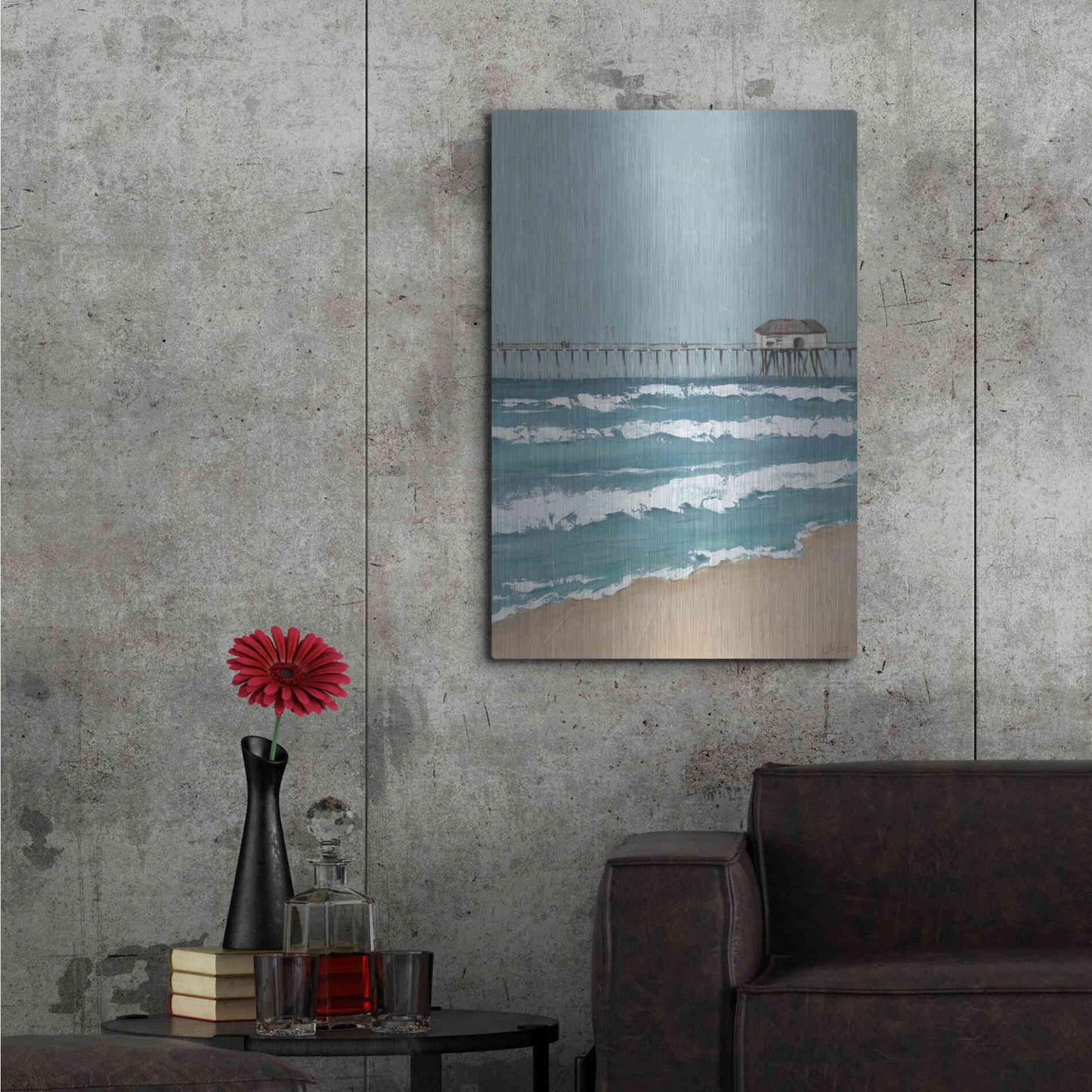 Luxe Metal Art 'Fishing Pier Diptych II' by Jade Reynolds, Metal Wall Art,24x36
