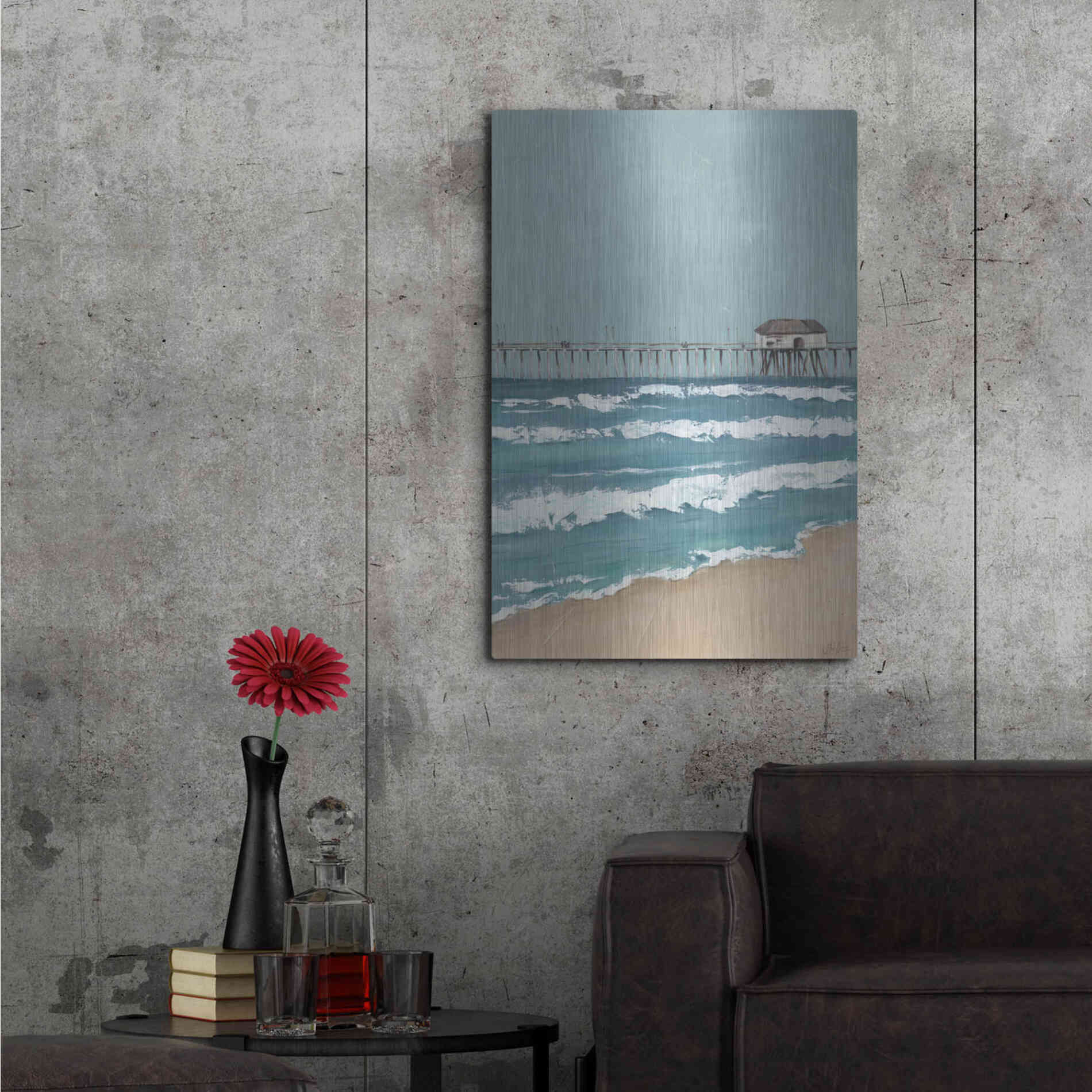 Luxe Metal Art 'Fishing Pier Diptych II' by Jade Reynolds, Metal Wall Art,24x36
