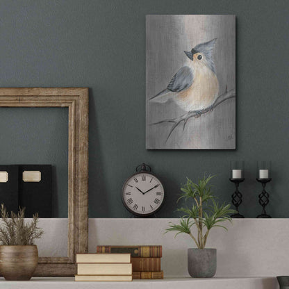 Luxe Metal Art 'Winter Bird I' by Jade Reynolds, Metal Wall Art,12x16