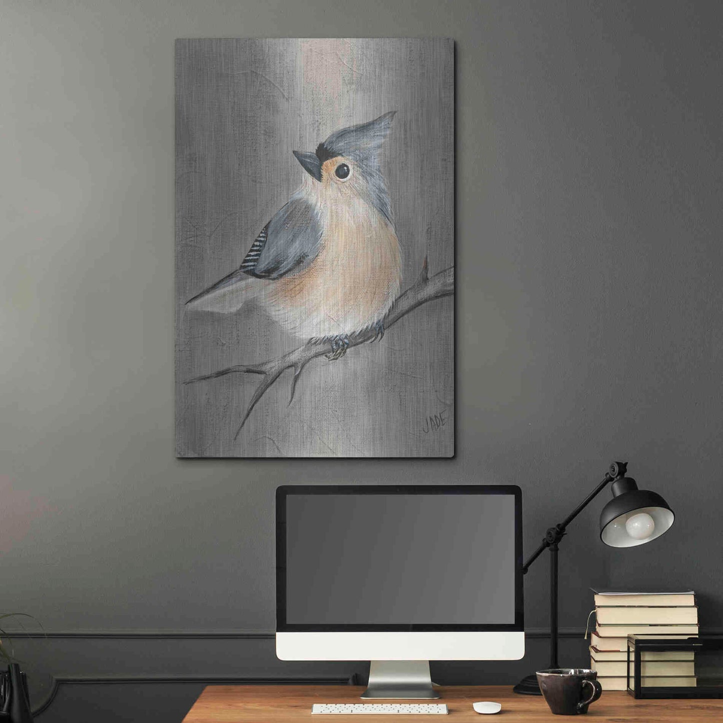 Luxe Metal Art 'Winter Bird I' by Jade Reynolds, Metal Wall Art,24x36