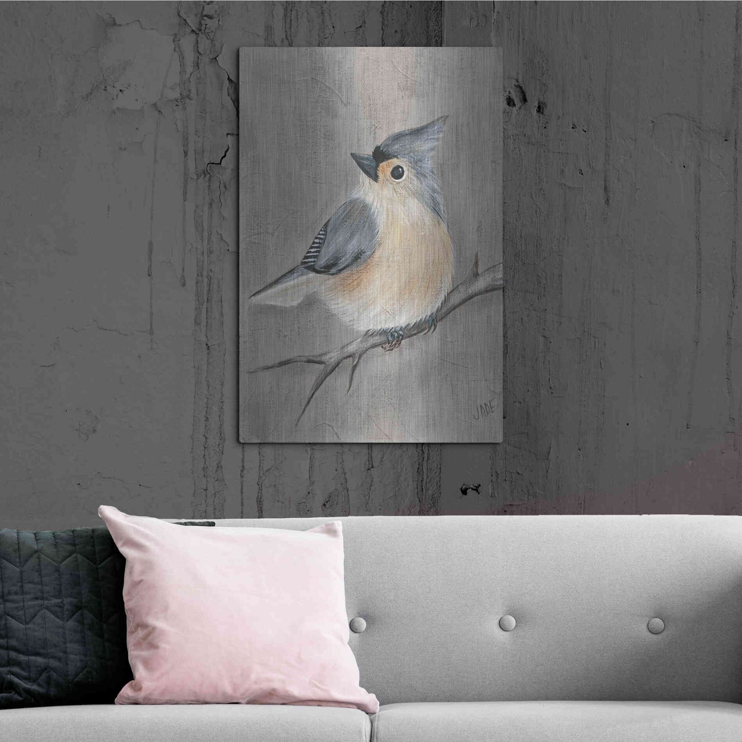 Luxe Metal Art 'Winter Bird I' by Jade Reynolds, Metal Wall Art,24x36