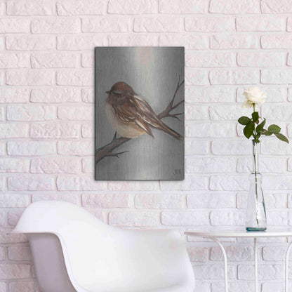 Luxe Metal Art 'Winter Bird III' by Jade Reynolds, Metal Wall Art,16x24