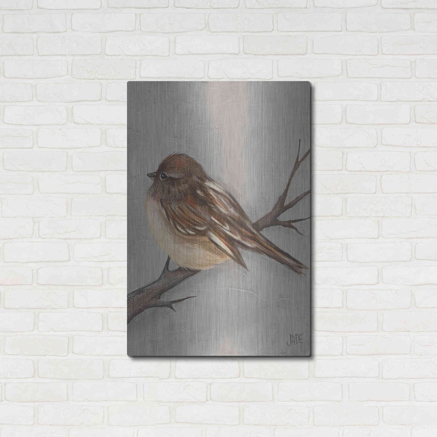 Luxe Metal Art 'Winter Bird III' by Jade Reynolds, Metal Wall Art,24x36