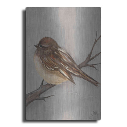 Luxe Metal Art 'Winter Bird III' by Jade Reynolds, Metal Wall Art