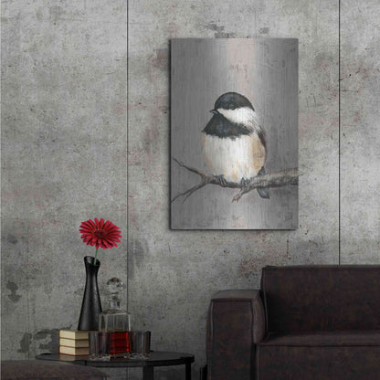 Luxe Metal Art 'Winter Bird IV' by Jade Reynolds, Metal Wall Art,24x36