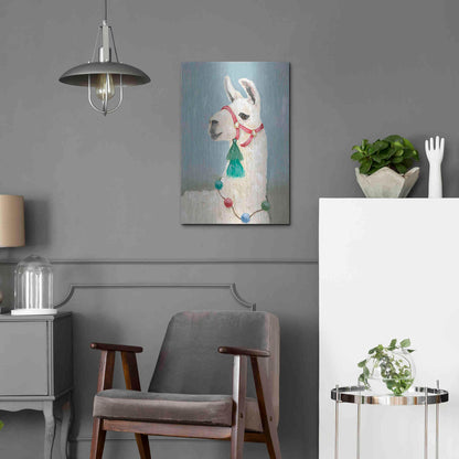 Luxe Metal Art 'Painted Llama I' by Jade Reynolds, Metal Wall Art,16x24