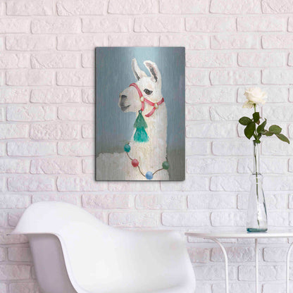 Luxe Metal Art 'Painted Llama I' by Jade Reynolds, Metal Wall Art,16x24