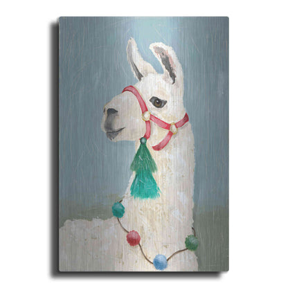 Luxe Metal Art 'Painted Llama I' by Jade Reynolds, Metal Wall Art