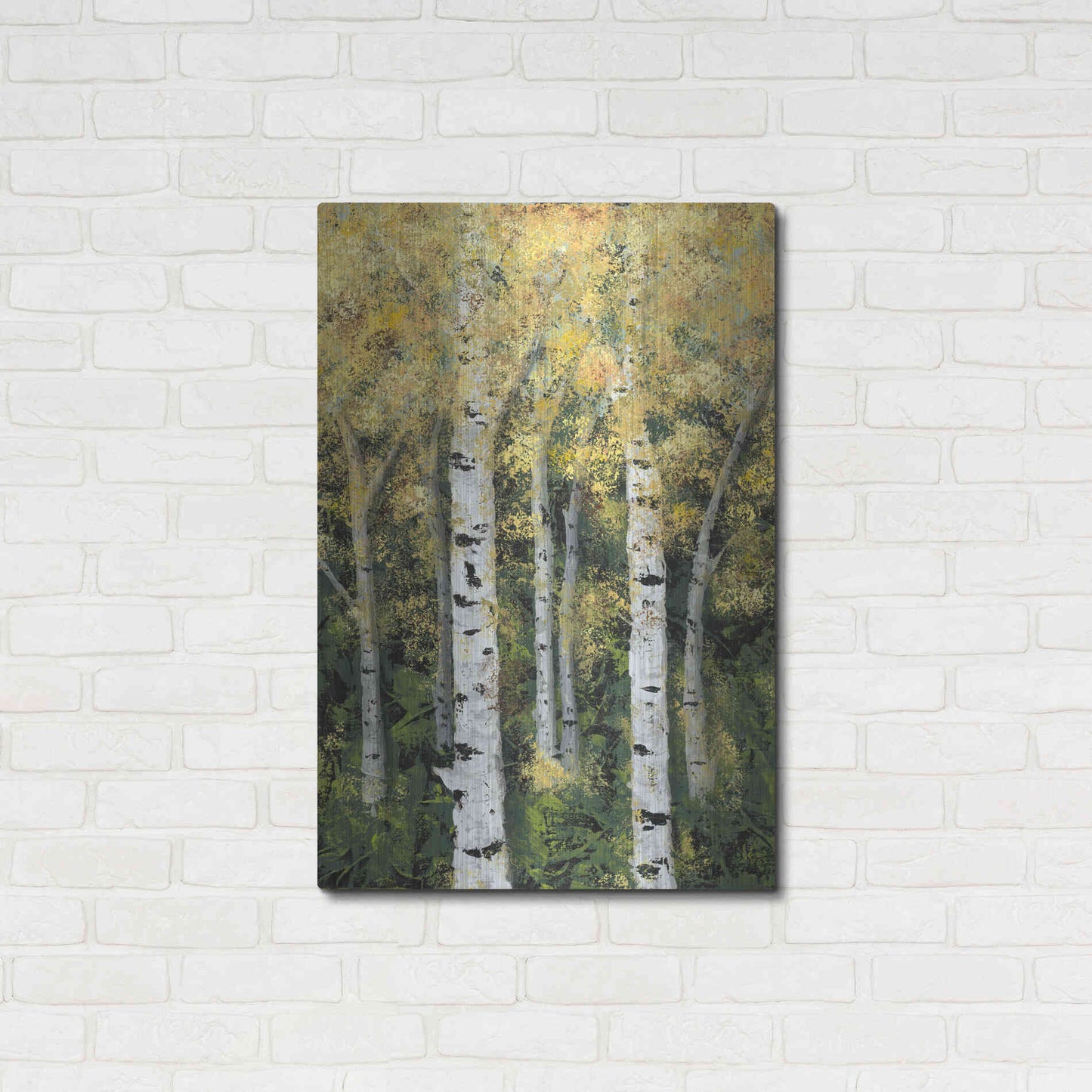 Luxe Metal Art 'Birch Treeline II' by Jade Reynolds, Metal Wall Art,24x36