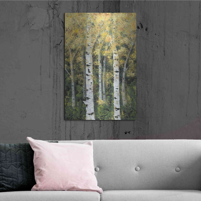 Luxe Metal Art 'Birch Treeline II' by Jade Reynolds, Metal Wall Art,24x36