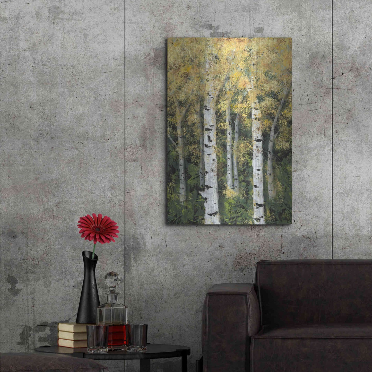 Luxe Metal Art 'Birch Treeline II' by Jade Reynolds, Metal Wall Art,24x36