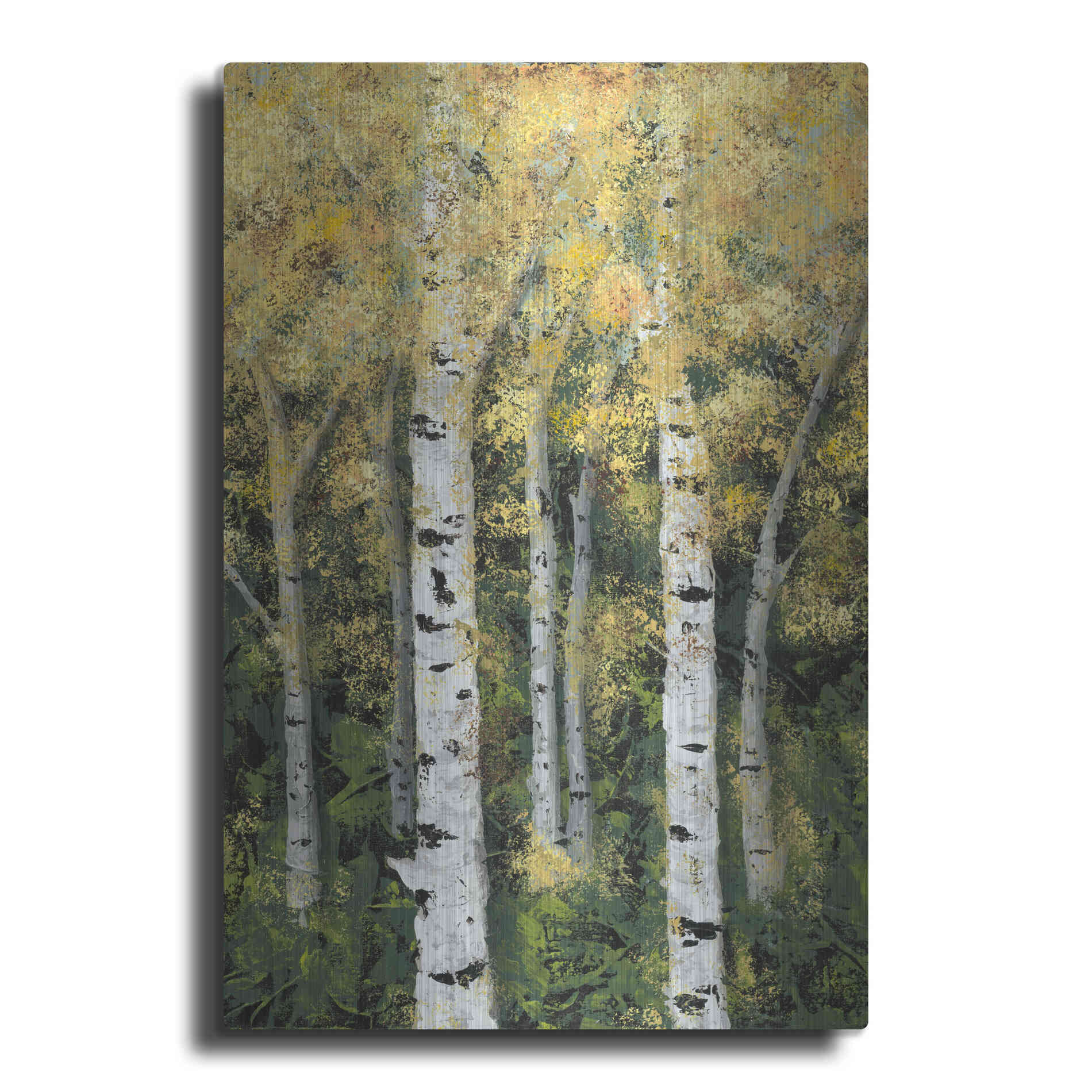 Luxe Metal Art 'Birch Treeline II' by Jade Reynolds, Metal Wall Art