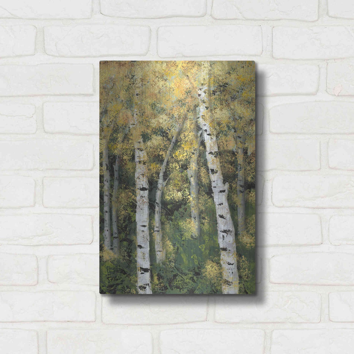 Luxe Metal Art 'Birch Treeline III' by Jade Reynolds, Metal Wall Art,12x16