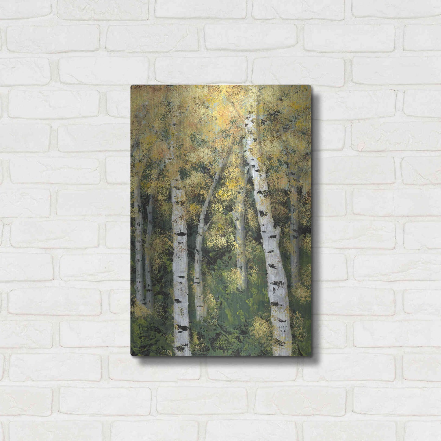 Luxe Metal Art 'Birch Treeline III' by Jade Reynolds, Metal Wall Art,16x24
