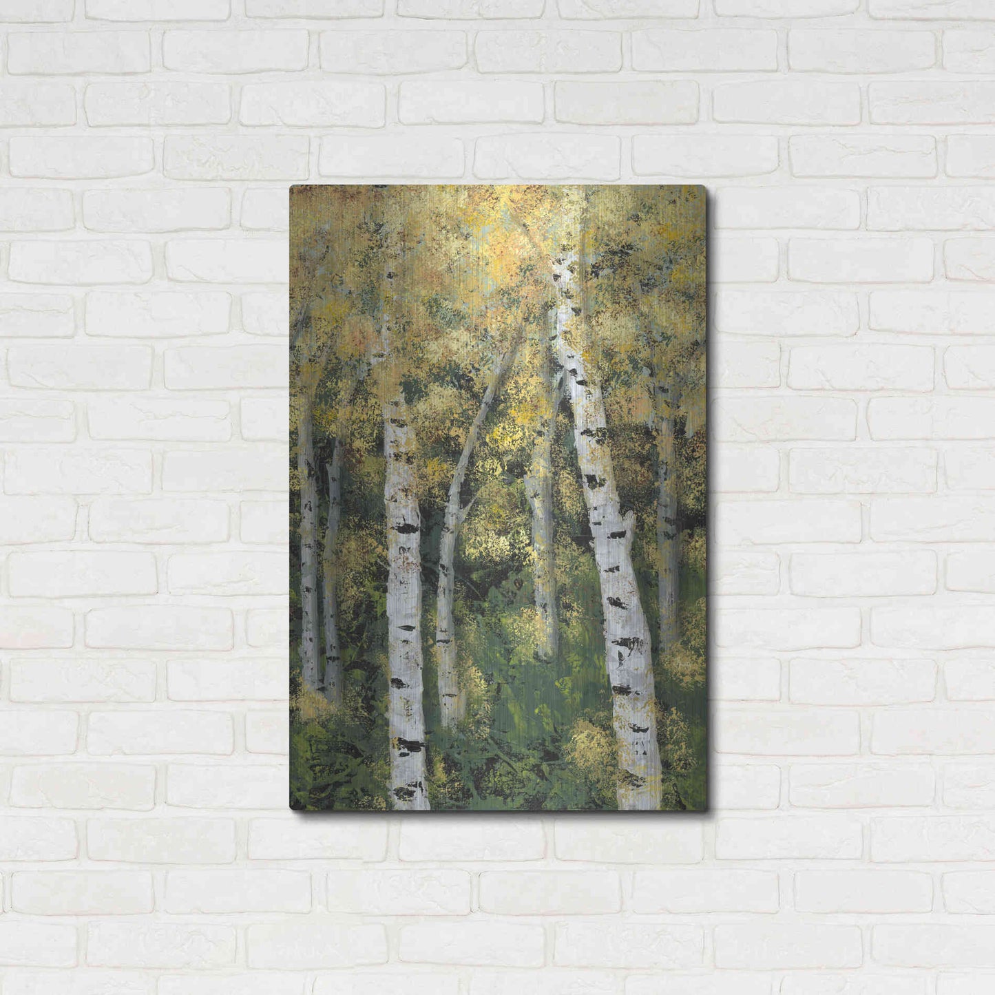 Luxe Metal Art 'Birch Treeline III' by Jade Reynolds, Metal Wall Art,24x36