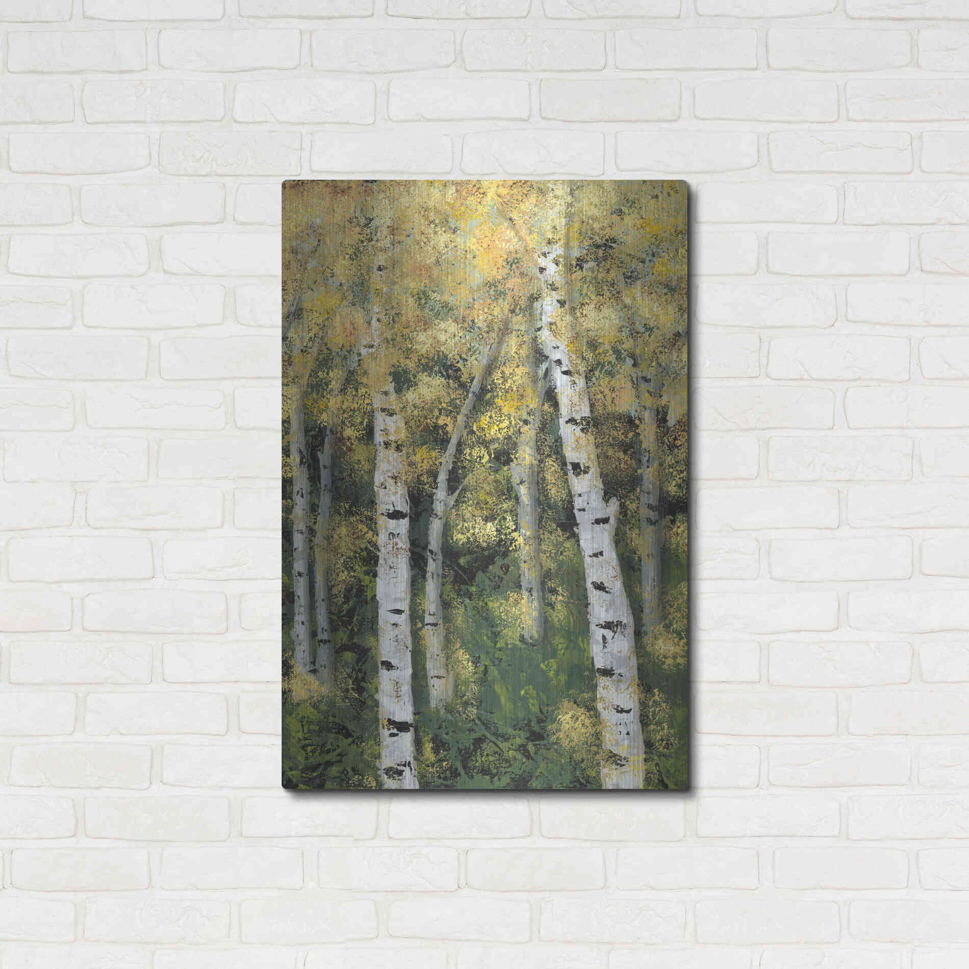 Luxe Metal Art 'Birch Treeline III' by Jade Reynolds, Metal Wall Art,24x36