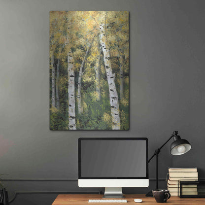 Luxe Metal Art 'Birch Treeline III' by Jade Reynolds, Metal Wall Art,24x36