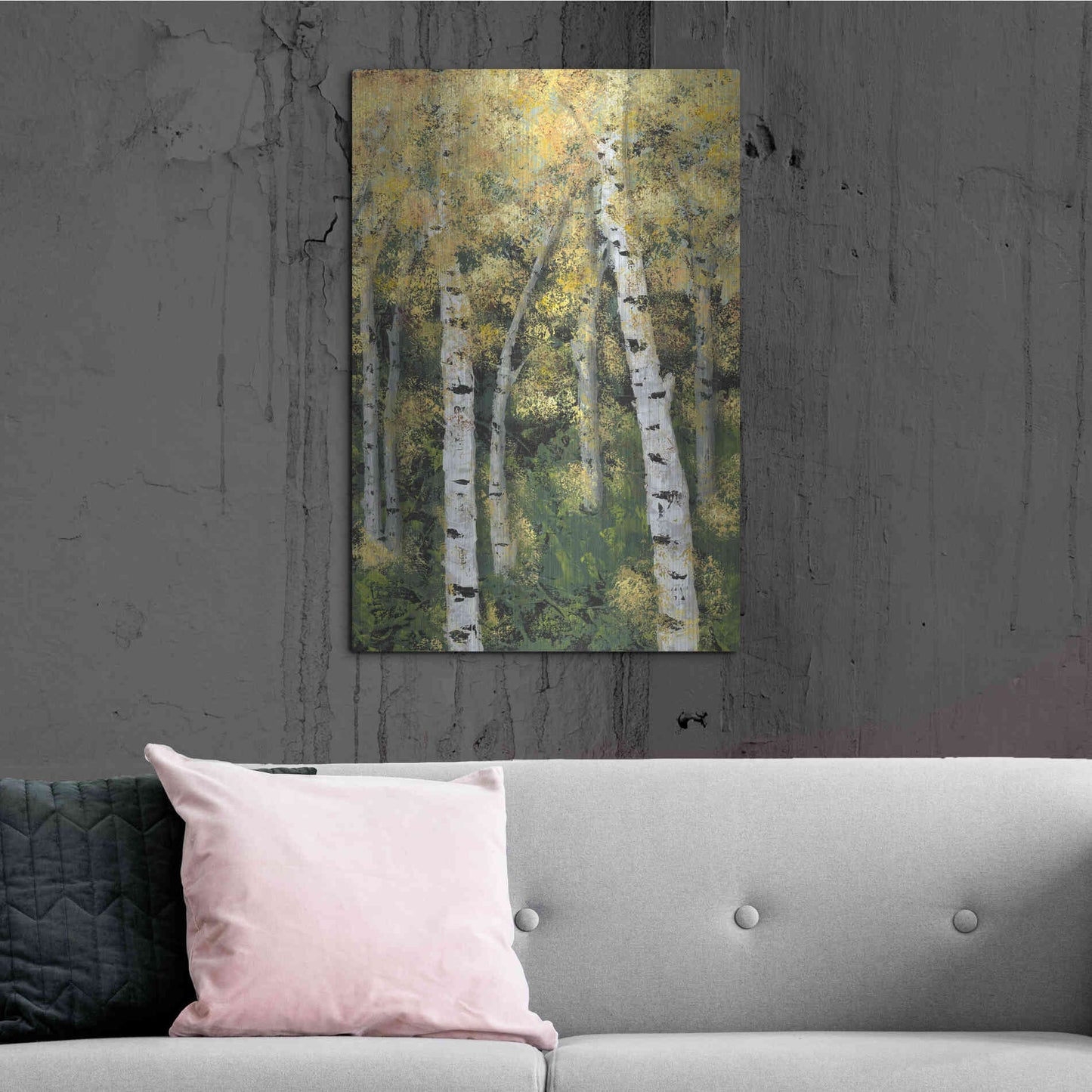 Luxe Metal Art 'Birch Treeline III' by Jade Reynolds, Metal Wall Art,24x36