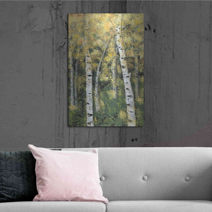 Luxe Metal Art 'Birch Treeline III' by Jade Reynolds, Metal Wall Art,24x36