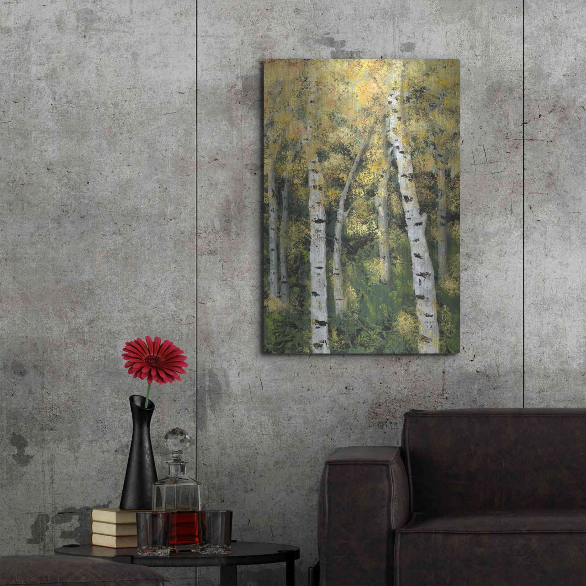 Luxe Metal Art 'Birch Treeline III' by Jade Reynolds, Metal Wall Art,24x36