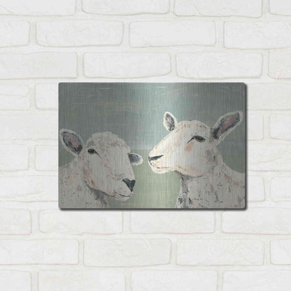 Luxe Metal Art 'Bashful Sheep I' by Jade Reynolds, Metal Wall Art,16x12