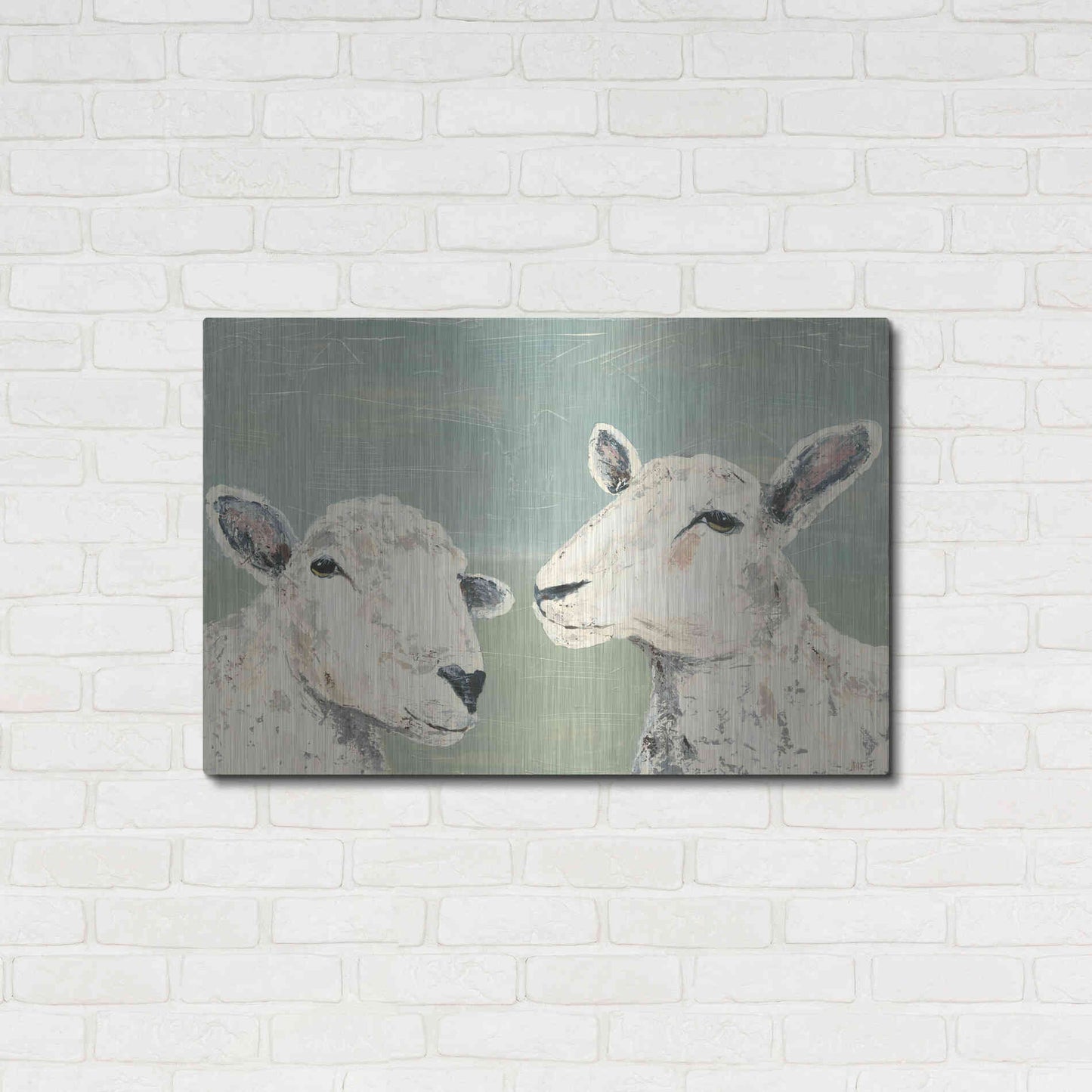 Luxe Metal Art 'Bashful Sheep I' by Jade Reynolds, Metal Wall Art,36x24