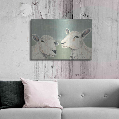 Luxe Metal Art 'Bashful Sheep I' by Jade Reynolds, Metal Wall Art,36x24