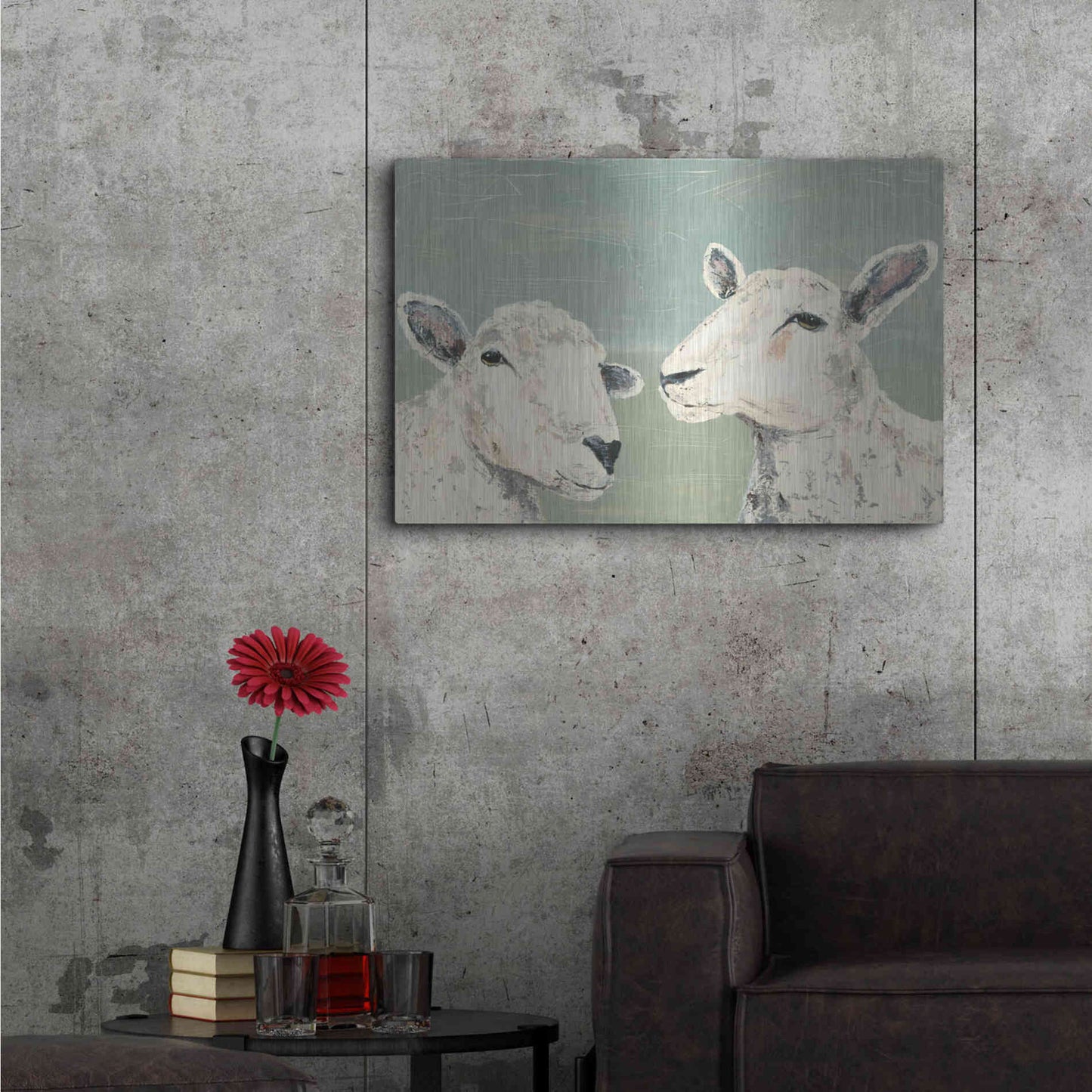 Luxe Metal Art 'Bashful Sheep I' by Jade Reynolds, Metal Wall Art,36x24