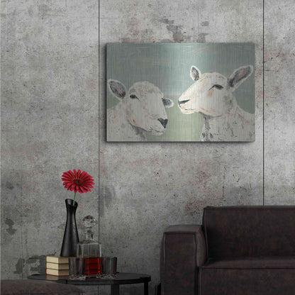 Luxe Metal Art 'Bashful Sheep I' by Jade Reynolds, Metal Wall Art,36x24