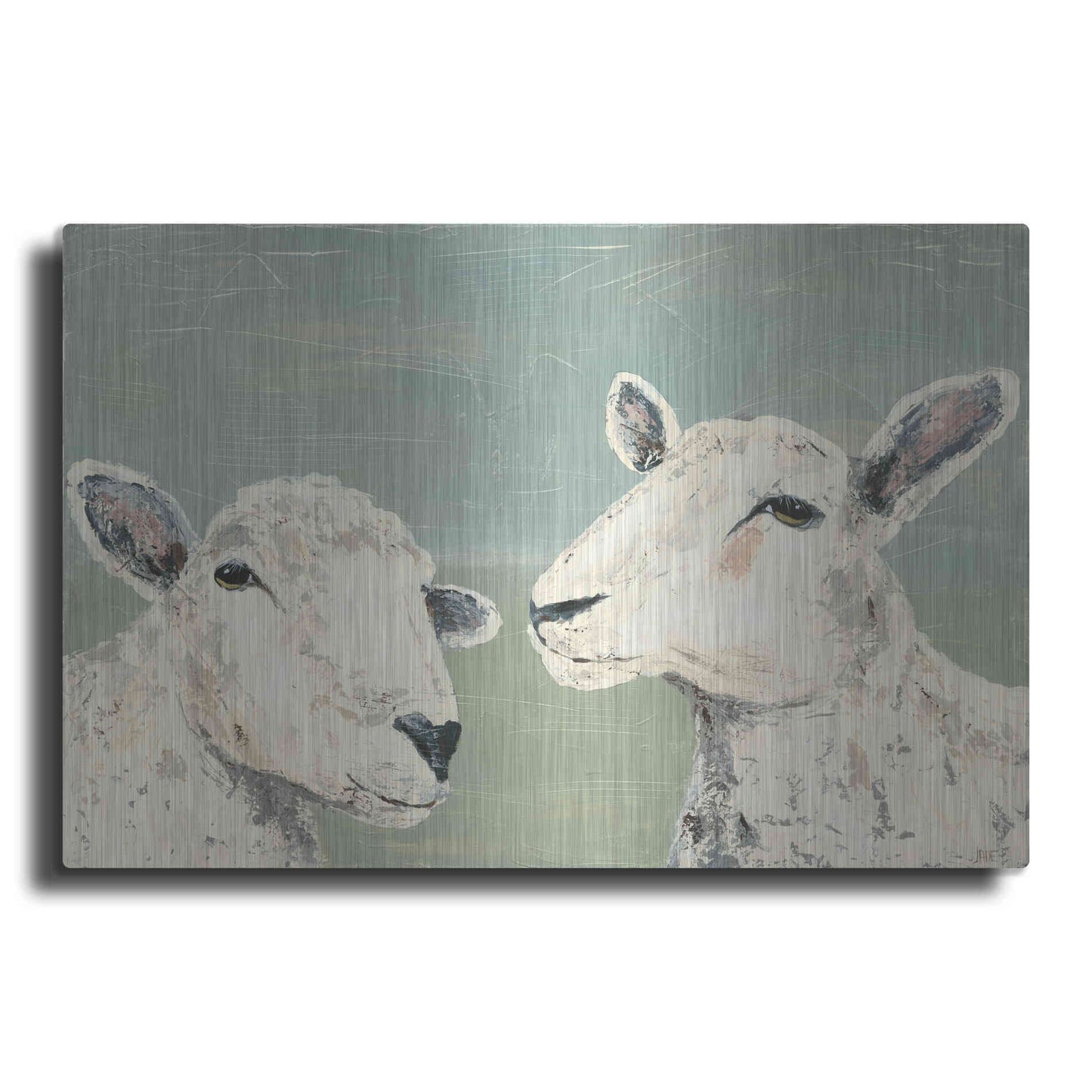 Luxe Metal Art 'Bashful Sheep I' by Jade Reynolds, Metal Wall Art