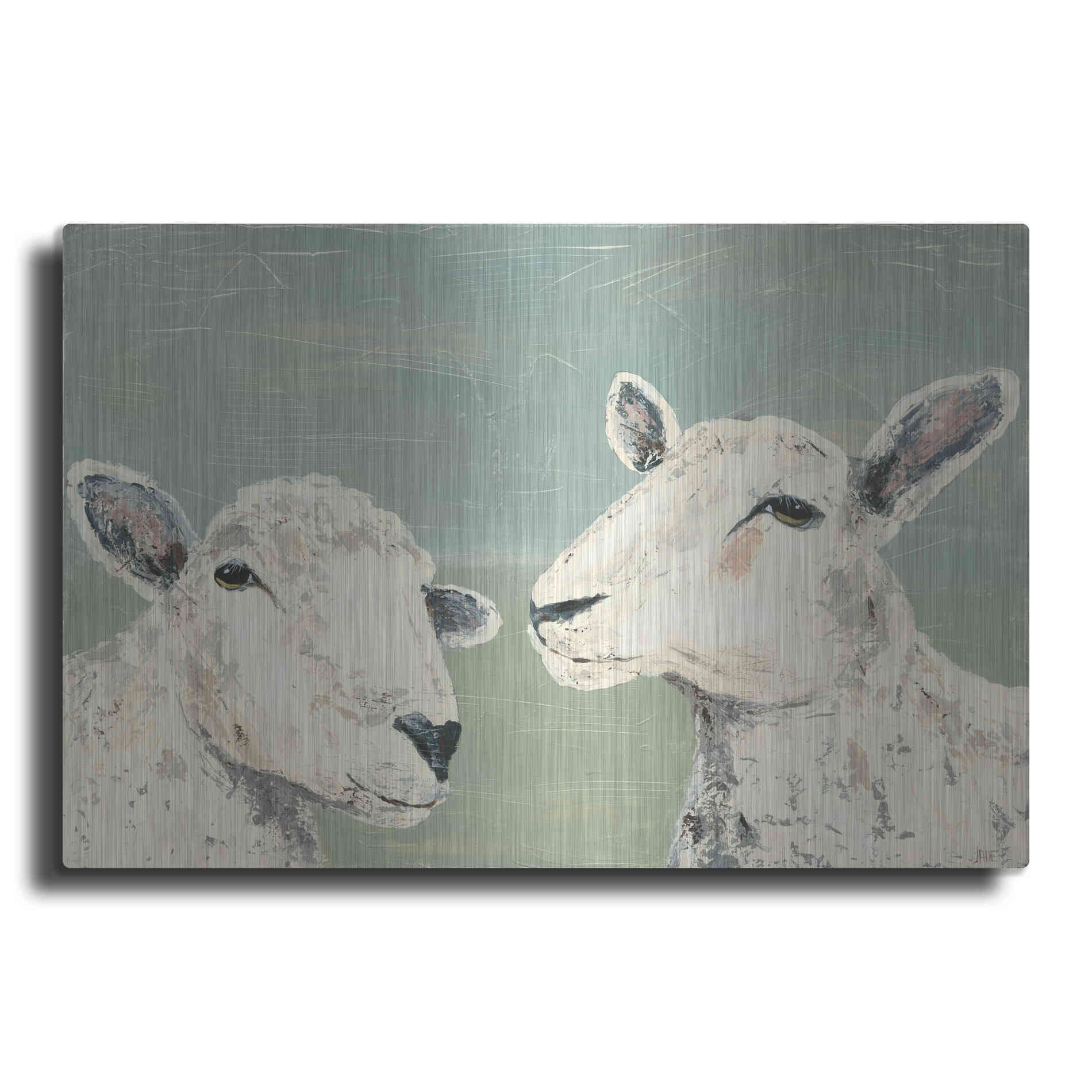 Luxe Metal Art 'Bashful Sheep I' by Jade Reynolds, Metal Wall Art