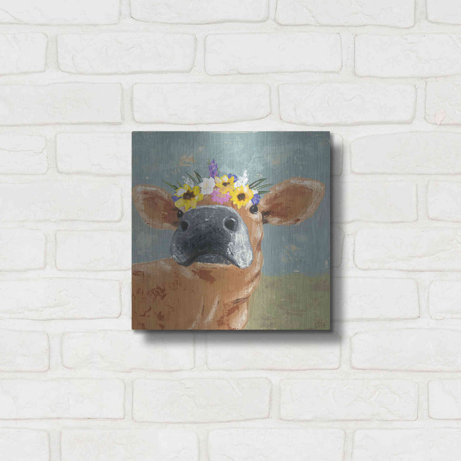 Luxe Metal Art 'Farm Fun II' by Jade Reynolds, Metal Wall Art,12x12